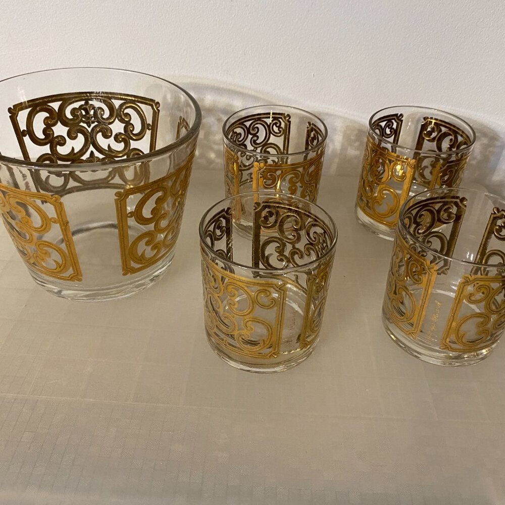 Georges Briard Luxury Barware Clear Glasses with Gold-Colored Design – Set of 4 - Picture 7 of 8